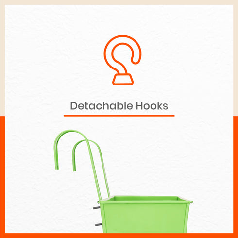 LEA Hanging Metal Pot Holders / Planters for Home / Balcony / Garden | Grass - Set of 2